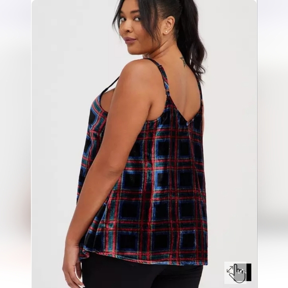 Torrid Plaid Velvet Sophie Camisole Swing Top Size 1X - Picture 2 of 10